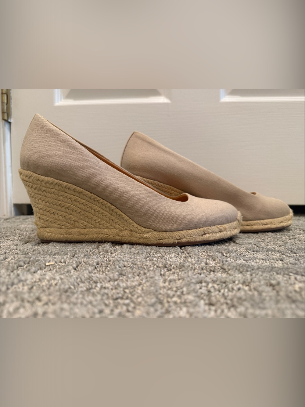 J. Crew Light Beige Closed-Toe Espadrille Wedges